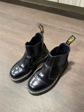 Black Chelsea Boots with Yellow Stitching